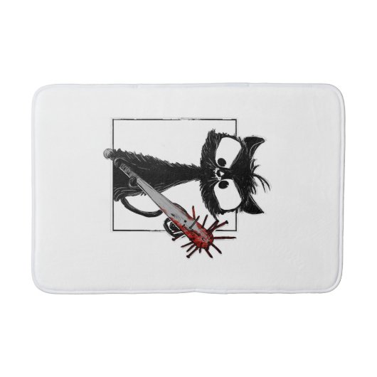 Schwarze Katze Baseball Horror Halloween Badematte (Vorderseite)