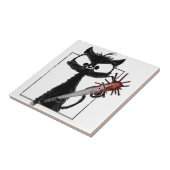 Schwarze Katze Baseball Horror Halloween Fliese (Seite)