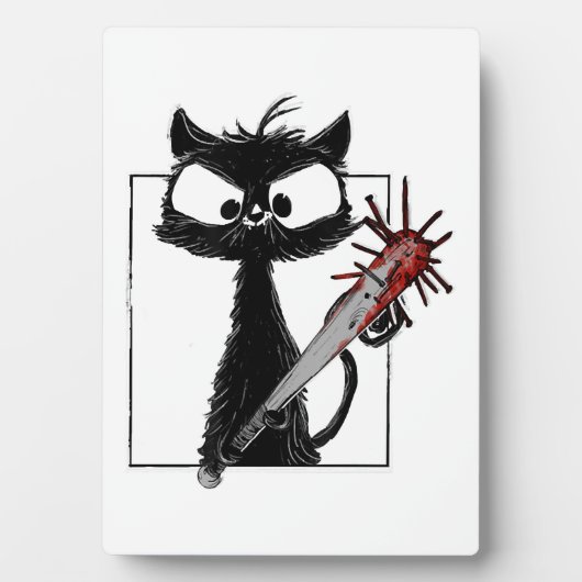 Schwarze Katze Baseball Horror Halloween Fotoplatte (Vorderseite)