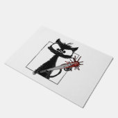 Schwarze Katze Baseball Horror Halloween Fußmatte (Schrägansicht)