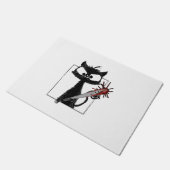 Schwarze Katze Baseball Horror Halloween Fußmatte (Schrägansicht)