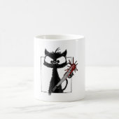 Schwarze Katze Baseball Horror Halloween Kaffeetasse (Mittel)