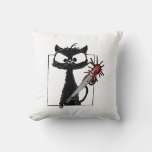 Schwarze Katze Baseball Horror Halloween Kissen