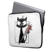 Schwarze Katze Baseball Horror Halloween Laptopschutzhülle (Vorderseite Links)
