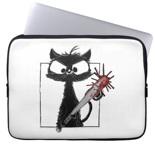 Schwarze Katze Baseball Horror Halloween Laptopschutzhülle (Vorderseite)