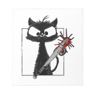 Schwarze Katze Baseball Horror Halloween Notizblock