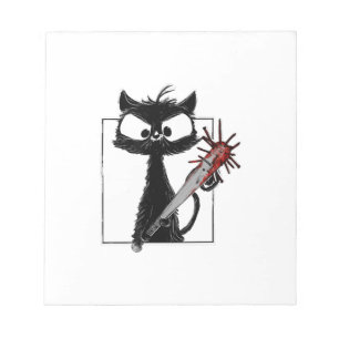 Schwarze Katze Baseball Horror Halloween Notizblock