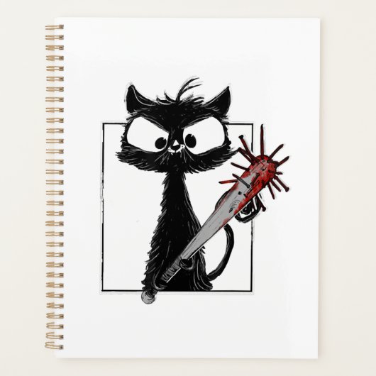 Schwarze Katze Baseball Horror Halloween Planer (Vorderseite)