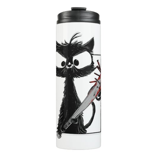 Schwarze Katze Baseball Horror Halloween Thermosbecher (Vorderseite)