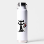 Schwarze Katze Baseball Horror Halloween Trinkflasche (Vorne)