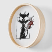 Schwarze Katze Baseball Horror Halloween Uhr (Winkel)