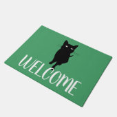 Schwarze Katze Begrüßungsmatte Fußmatte (Schrägansicht)