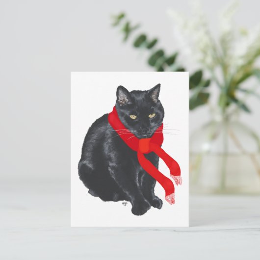 Schwarze Katze Behalte zu Weihnachten warm (Stehend Vorderseite)
