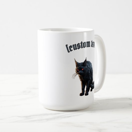 Schwarze Katze - Benutzerdefinierter Text Kaffeetasse (VorderseiteRechts)