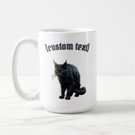 Schwarze Katze - Benutzerdefinierter Text Kaffeetasse