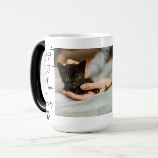 Schwarze Katze Beste Katzenmutter Foto Collage Verwandlungstasse (Vorderseite Links)