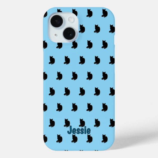 Schwarze Katze (blau) Case-Mate iPhone Hülle (Rückseite)