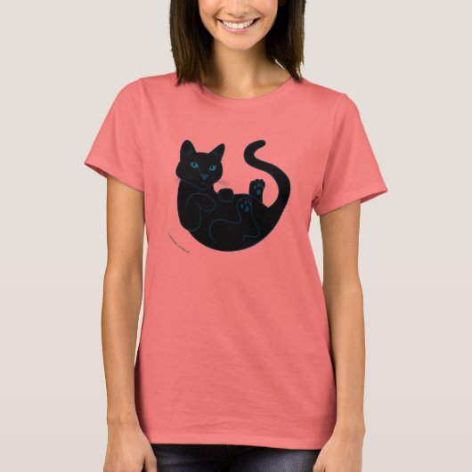 Schwarze Katze, blaue Augen. T-Shirt (Vorderseite)