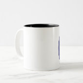 Schwarze Katze, blauer Mond Zweifarbige Tasse (Vorderseite Links)