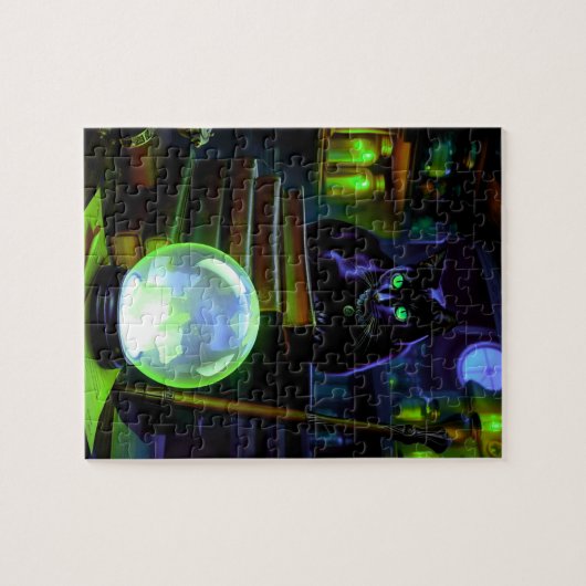 Schwarze Katze bleibt in Hexenlaube Puzzle (Horizontal)