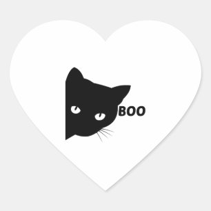 Schwarze Katze Boo Halloween-Geschenk Katzen Herz-Aufkleber
