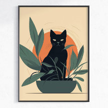 Schwarze Katze Botanisch Minimaler Pflanzenliebhab
