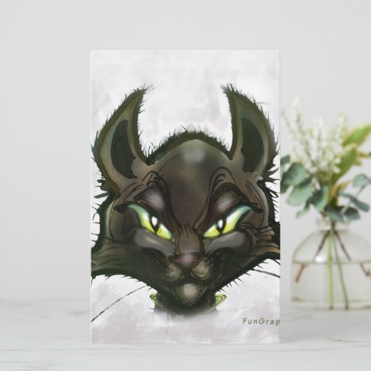 Schwarze Katze Briefpapier (Stehend Vorderseite)