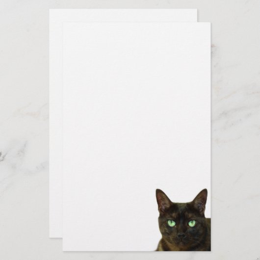 Schwarze Katze Briefpapier (Vorne/Hinten)