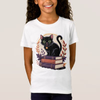 Schwarze Katze buchen - T - Shirt der Kinder