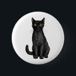 Schwarze Katze Button<br><div class="desc">Handgemalte Schwarzkatze</div>