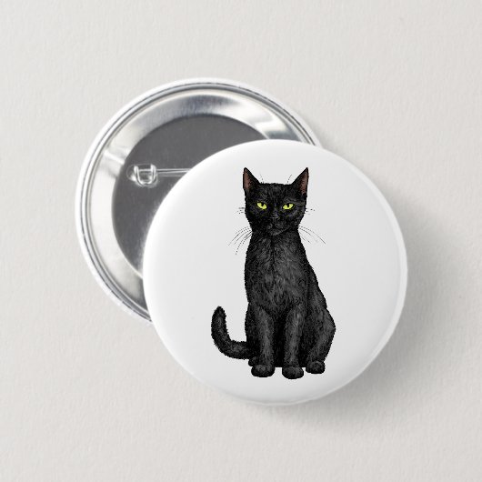 Schwarze Katze Button (Vorne & Hinten)