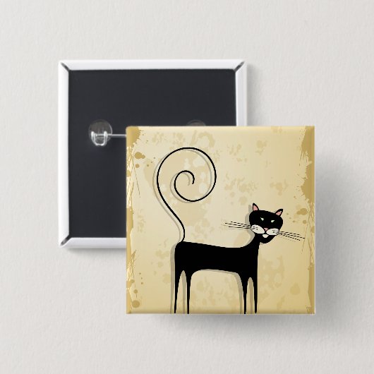 Schwarze Katze Button (Vorne & Hinten)