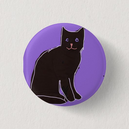 Schwarze Katze Button (Vorderseite)