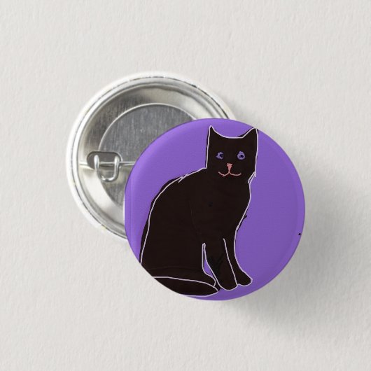 Schwarze Katze Button (Vorne & Hinten)