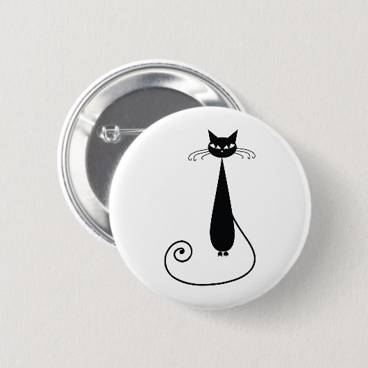 Schwarze Katze Button (Vorne & Hinten)