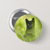 Schwarze Katze Button (Vorne & Hinten)