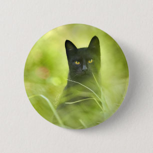 Schwarze Katze Button