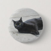 Schwarze Katze Button (Vorderseite)
