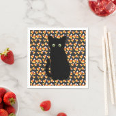 Schwarze Katze, Candy Mais Muster, Halloween-Spaß Serviette (Beispiel)