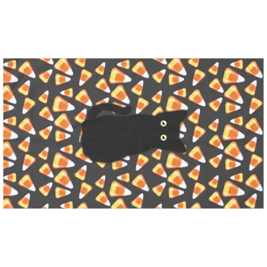 Schwarze Katze, Candy Mais Muster, Halloween-Spaß Tischdecke (Vorderseite (Horizontal))