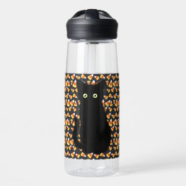 Schwarze Katze, Candy Mais Muster, Halloween-Spaß Trinkflasche