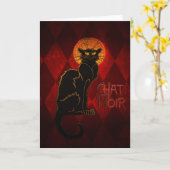 Schwarze Katze Card Karte (Gelbe Blume)