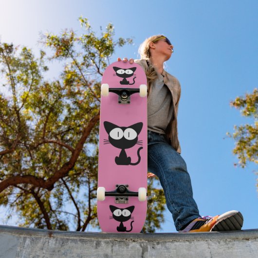 SCHWARZE KATZE-CARTOON-PINK-SKATEBOARD-DECK SKATEBOARD (Außenbereich 1)