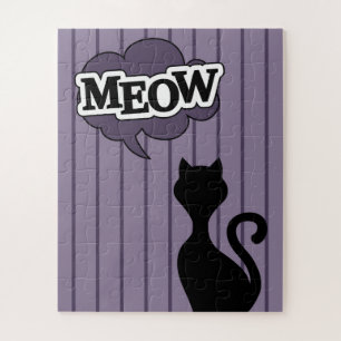 Schwarze Katze Cartoon Sprichwort miauen Puzzle