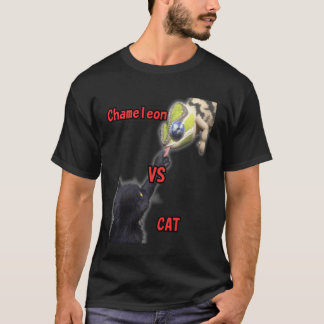 Schwarze Katze Chamäleon Zunge T-Shirt