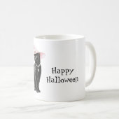 Schwarze Katze Chic Rosa Hut Halloween Kaffeetasse (VorderseiteRechts)