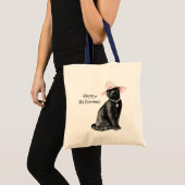 Schwarze Katze Chic Rosa Hut Halloween Tragetasche (Vorderseite (Produkt))
