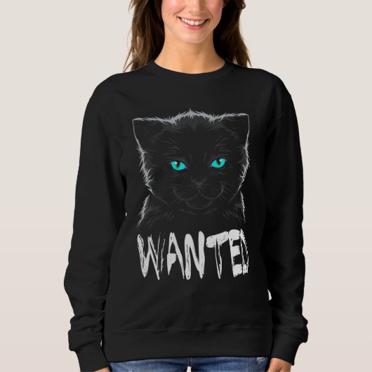 Schwarze Katze Cool Gewollt Sweatshirt (Vorderseite)