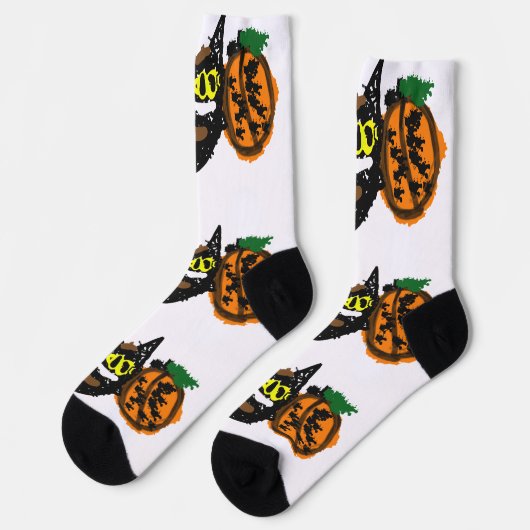 Schwarze Katze coole Kürbis-Pfad Socken (Linkes Detail)