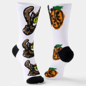 Schwarze Katze coole Kürbis-Pfad Socken (Gewinkelt)